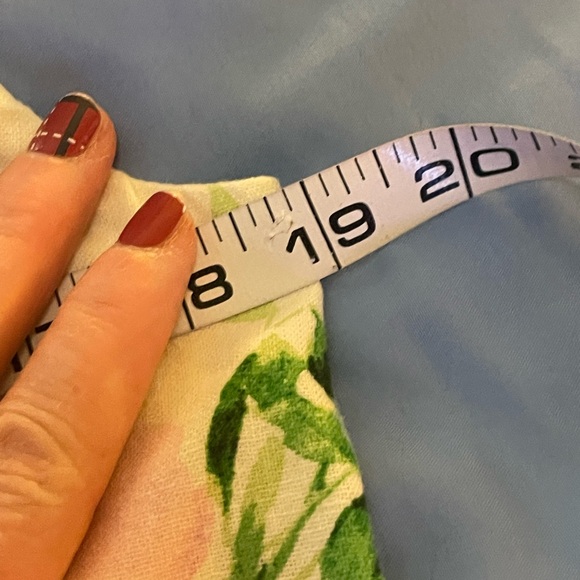 Old Navy floral midi dress linen size Large straps flower print white blue green - Picture 9 of 14